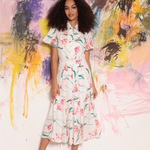 Donna Morgan Women's Floral Printed Short Sleeve Midi NWT